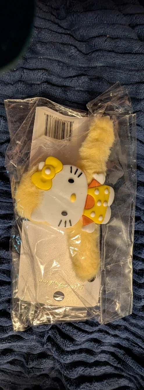 🦋 Hello Kitty Yellow Plush Bow Kids Hair Clip
